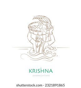 krishna vasudev illustration for janmashtami