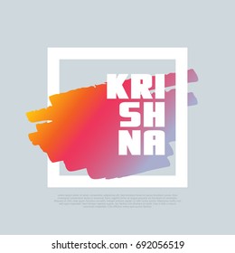 Krishna. Vector clip-art template, poster, motto, label, text.