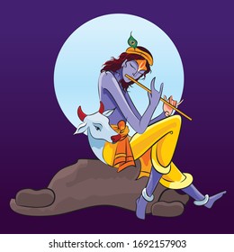 Krishna vector god Janmashtami art celebration