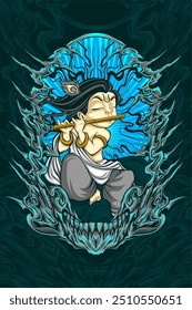 krishna vector illustration for tshirt design