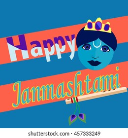 Krishna's birthday vector.Krishna Janmashtami background.India community festival.