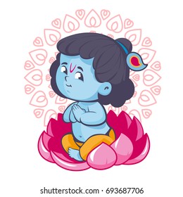 Krisna sitting in lotus vector cartoon