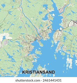 Kristiansand, Norway map poster art