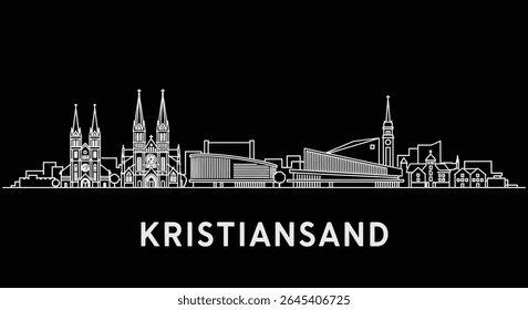 Kristiansand Skyline with Norway, Cityscape, and Landmark.