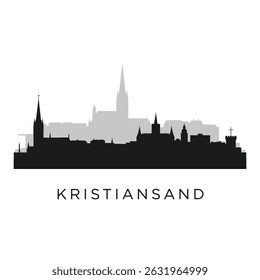 Kristiansand Skyline with Norway, Silhouette, and Cityscape.