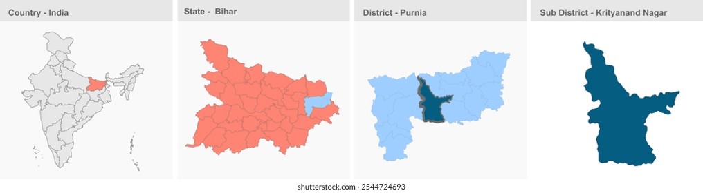 Krityanand Nagar map, Purnia District, Bihar State, Republic of India, Government of Bihar, Indian territory, Eastern India, politics, village, tourism