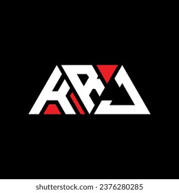KRJ triangle letter logo design with triangle shape. KRJ triangle logo design monogram. KRJ triangle vector logo template with red color. KRJ triangular logo Simple, Elegant, and Luxurious design.