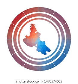 Krk badge. Bright gradient logo of island in low poly style. Multicolored Krk rounded sign with map in geometric style for your infographics.