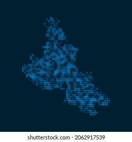 Krk dotted glowing map. Shape of the island with blue bright bulbs. Vector illustration.