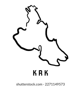 Krk island map in Croatia. Simple outline. Vector hand drawn simplified style map.