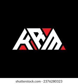 KRM triangle letter logo design with triangle shape. KRM triangle logo design monogram. KRM triangle vector logo template with red color. KRM triangular logo Simple, Elegant, and Luxurious design.