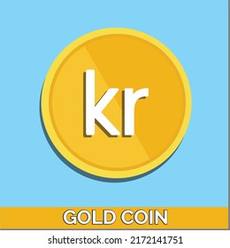 Krona-Goldmünzen. Schweden Geldsymbol. Das schwedische Krona-Währungszeichen. Flachdesign-Münzen. Kann für Web-, Mobil-, Infografik- und Printmedien verwendet werden. eps10 Vektorgrafik.