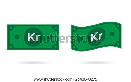 Krona from Norway, Denmark, Sweden and Iceland money flat and flowing style