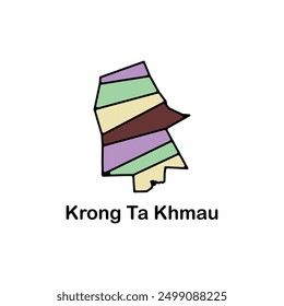 Krong Ta Khmau map. vector map of Cambodia Country colorful design, illustration design template on white background
