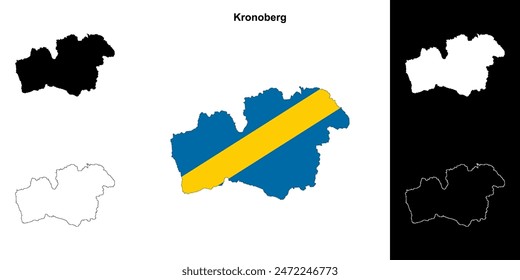 Kronoberg county blank outline map set