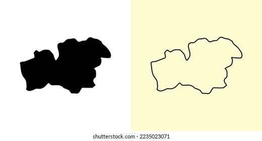 Kronoberg map, Sweden, Europe. Filled and outline map designs. Vector illustration