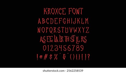 Kroxce is a Horror Vibe Decorative display font. With Bold Sharp stroke, Upright and fun character with a bit of ligatures. To give you an extra creative work.