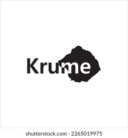 Krume map and black lettering design on white background