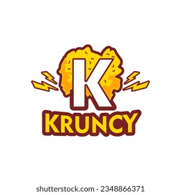 Kruncy K initial logo fried chicken with yellow orange and red maroon color crunchy