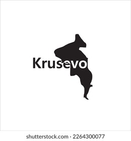 Mapa de Krusevo y diseño de letras negras sobre fondo blanco