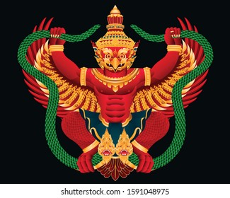 Krut , King of Garuda Thai art graphic vector