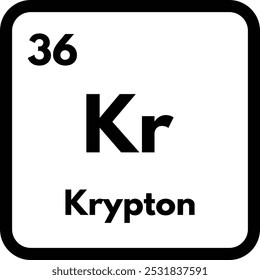 Ícone de elemento químico de Krypton isolado no fundo branco . Vetor de ícones do Krypton