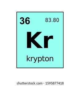 Krypton chemical element of periodic table. Sign with atomic number.