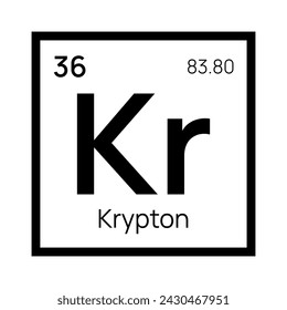 Chemisches Element von Krypton des Periodensystems. Vektor-isoliertes Symbol Kr