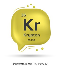 Krypton-Symbol. Redeblase, Plakat und Aufkleber Konzept. 3D-Sprechblase
