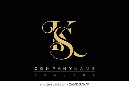 KS Abstract Creative Jewelry Logo. A stylish logo featuring golden monogram initials in an elegant and modern typography, perfect for branding
