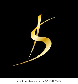 KS company logo vector template.
Vector logo design with the KS initial letters in gold color.