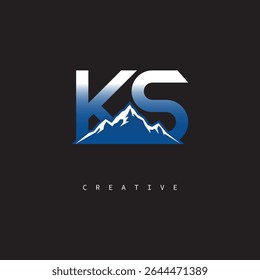 KS Creative Mountain Logo Bold Gradient Letter mark Branding Design for Business Outdoor Brands
