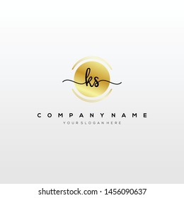 KS handwriting initial logo template vector.