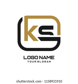 KS initial box letter logo template vector