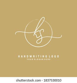KS Initial handwriting logo template vector