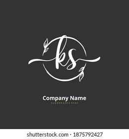 KS Initial handwriting and signature logo design with circle. Beautiful design handwritten logo for fashion, team, wedding, luxury logo.