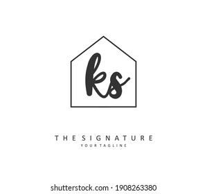 KS Initial letter handwriting and  signature logo. A concept handwriting initial logo with template element.