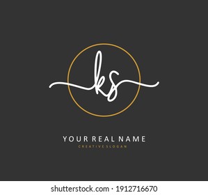 KS Initial letter handwriting and  signature logo. A concept handwriting initial logo with template element.