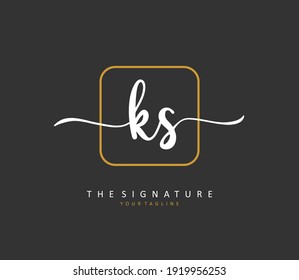 KS Initial letter handwriting and  signature logo. A concept handwriting initial logo with template element.