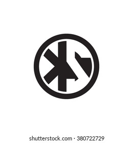 KS initial letters circle monogram logo