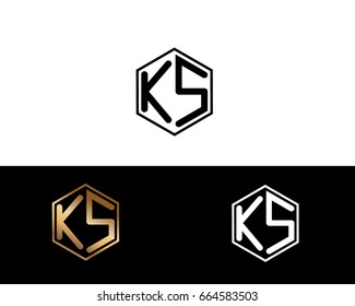 KS initial letters linked with hexagon shape logo

