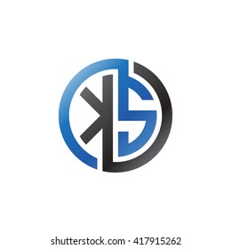 KS initial letters looping linked circle logo black blue