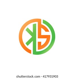 KS initial letters looping linked circle logo orange green