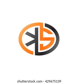 KS initial letters looping linked ellipse logo orange black