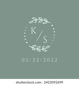 KS initial modern monogram wedding with creative circle line