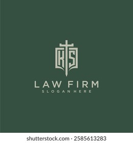 KS initial monogram for law firm with sword and shield logo image