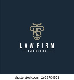 KS initial monogram logo law firm with pillar design