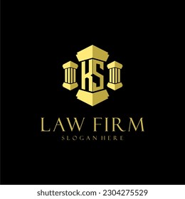 Logotipo inicial de monograma KS para la firma de abogados con diseño de hitos