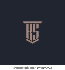 KS initial monogram logo with pillar style design