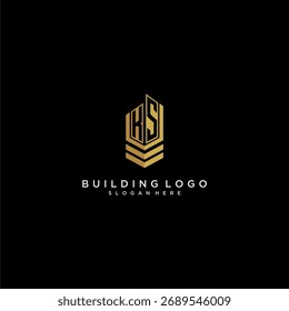 KS initial monogram logo for real estate with building style